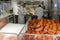 Chef preparing cooked lobster in a market stall