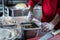 Chef preparing cooking and serving indian cuisine dish