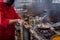 Chef preparing cooking and serving indian cuisine dish