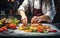 Chef preparing delicious food in a restaurant