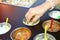 Chef preparing food in kitchen