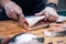 Chef preparing a salmon fish