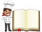 Chef presenting blank cook book isolated