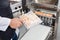 Chef Processing Ravioli Pasta In Automated Machine