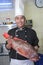 Chef and red snapper fish