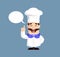 Chef retro standing with speech bubble Vector Illustration