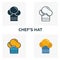 Chef\\\'S Hat icon set. Four elements in diferent styles from fastfood icons collection. Creative chef\\\'s hat icons filled, outline,