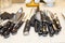 Chef\'s knives are on the table