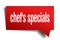 chef`s specials red 3d speech bubble