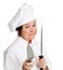 Chef Sharpens Kitchen Knife