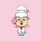 Chef sheep cartoon vector holding candy.