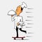 Chef with skateboard illustration vector