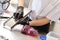 Chef slicing boiled beetroot