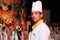 Chef smiling at new year gala dinner buffet