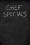 Chef specials title on blackboard