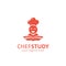 Chef study logo food cooking education logo with chef reading a book illustration icon template