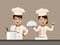 Chef team. Professional cooks having fun cooking in the kitchen. Vector illustration