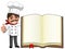 Chef thumb up gesture blank cook book isolated