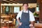 Chef Wearing Whites And Apron Sitting In Restaurant