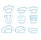 Chef White Hats Thin Line Set. Vector