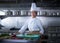 Chef woman portrait kitchen in restaurant kitchen