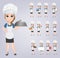 Chef woman set. Cute cartoon character cook.