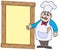 Chef with wooden panel