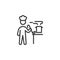 Chef worker cooking line icon