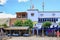 CHEFCHAOUEN, MOROCCO - MAY 29, 2017: Old buildings with cafe in the center of Chaouen. The city is noted for its buildings in