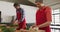 Chefs cutting vegetables