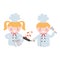 Chefs girl and boy with ladle saucepan and vegetables cartoon character
