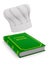 Chefs hat and cook book on white background. Isolated 3D illustration