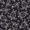 Cheloniidae. Seamless pattern with turtles. Linear graphics. Animal world under water. Ocean.