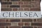 Chelsea Name written on Building Facade; London