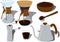 Chemex coffee maker with accessories collection vector illustration