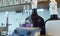 Chemical analysis laboratory. Flask standing on the magnetic stirrer