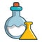 Chemical bottles icon, cartoon style