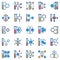 Chemical Compound with Test Tube icons set. Sample Tube and formula signs