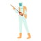 Chemical control man icon cartoon vector. Pest exterminator