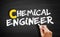 Chemical engineer text on blackboard
