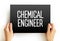 Chemical engineer text on card, concept background