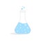 chemical flask blue liquid. Education concept. Medical design. Vector illustration.