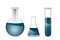 Chemical flasks with blue liquids