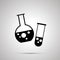 Chemical flasks with bubbles silhouette, simple black icon