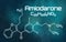 Chemical formula of Amiodarone on a futuristic background