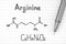 Chemical formula of Arginine with pen