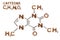 Chemical formula of Caffeine. Mixed media artwork by coffee grain.