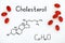 Chemical formula of cholesterol with some red pills