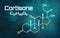 Chemical formula of Cortisone on a futuristic background