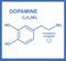 Chemical formula of Dopamine - happiness hormone. Molecular formula of Dopamine hormone